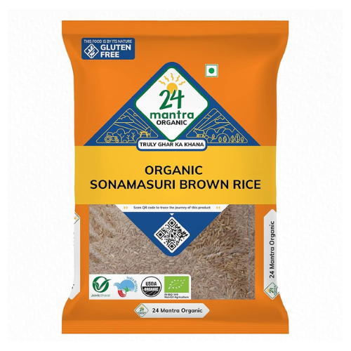 24 Mantra Organic Sonamasuri Raw Rice Brown 5Kg